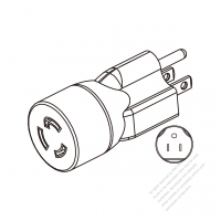 AC轉接頭, NEMA 5-15P轉L5-15R (防鬆脫型式), 2 P 3芯接地 3轉3-Pin, 15A 125V