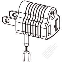AC轉接頭, 美國NEMA 1-15P 插頭轉NEMA 5-15R連接器, 附接地線&端子 2轉3-Pin