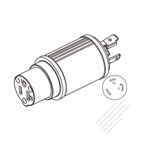 AC轉接頭, NEMA L5-30P (防鬆脫型式) 轉NEMA 5-20R, 2 P 3芯接地, 組裝式, 3轉3-Pin, 30A轉15A/20A 125V