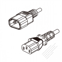 美國/加拿大3-Pin IEC 320 Sheet E 插頭 to C13 AC電源線組- 成型PVC線材(Cord Set) 1.8M (1800mm)黑色 (SVT 18/3C/60C )( #V83A309-180)