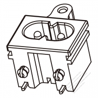 IEC 320 (C8) 家電用品AC插座, 附螺絲孔, 2.5A