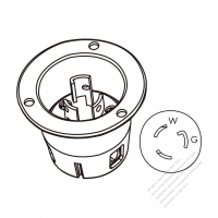 美國/加拿大防鬆脫 Flanged插座NEMA L7-15P, 2 P 3芯接地 15A 277V