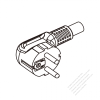 歐洲3-Pin彎頭插頭AC電源線-成型PVC線材1.8M (1800mm)黑色線材剝外層絕緣 20mm/半剝內層絕緣 13mm   (H05VV-F  3G 0.75mm2  )( #G63AA34-180)