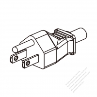 美國/加拿大3-Pin NEMA 5-15P插頭AC電源線-成型PVC線材1.8M (1800mm)黑色線材剝外層絕緣 20mm/半剝內層絕緣 13mm   (SJT 18/3C/60C  )( #V60AA11-180)