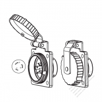 美國/加拿大船舶用防鬆脫插座NEMA L6-20P, 316不鏽鋼, 防水蓋, 20A 250V