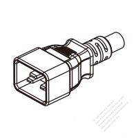 美國/加拿大3-Pin IEC 320 Sheet I 插頭AC電源線-成型PVC線材1.8M (1800mm)黑色線材切齊  (SJT 14/3C/60C  )( #V84EC15-180)