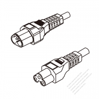 美國/加拿大3-Pin IEC320 Sheet A 插頭 to C5 AC電源線組- 成型PVC線材(Cord Set) 1.8M (1800mm)黑色 (SVT 18/3C/60C )( #V81A709-180)