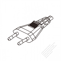 韓國2-Pin插頭AC電源線-成型PVC線材1.8M (1800mm)黑色線材切齊  (H05VVH2-F  2X 0.75mm2  )( #K76EC32-180)