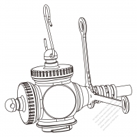 中國AC電源線連接器3 芯 10A 250V, 防尘盖、卡扣带、挂钩图配件 (適用於WS-109-F)