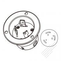 美國/加拿大防鬆脫 Flanged插座NEMA L6-30P, 2 P 3芯接地, 30A 250V