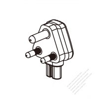 筆記型電腦專用AC轉接頭, 南非 (小) 彎頭轉IEC 320 C7連接器, 3轉2-Pin, 2.5A 250V