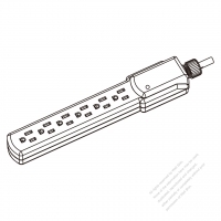 美國/加拿大 OA延長線NEMA 5-15R outlet x 6, LED , 3 芯 15A 125V