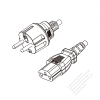 韓國3-Pin插頭 to IEC 320 C13 AC電源線組-PVC線材 (Cord Set) 1.8M (1800mm)黑色 (K60227 IEC 53 3X0.75MM ) (# K130434-180)