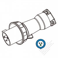 IEC 309 插頭3芯 2P 3W, IP 67 防水密封型 16A 250V