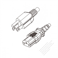 美國/加拿大3-Pin NEMA 5-15P插頭 to IEC 320 C13 AC電源線組-PVC線材 (Cord Set) 1.8M (1800mm)黑色 (SVT 18/3C/105C ) (# V010410-180)