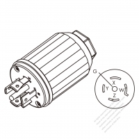 美規工業鎖固插頭	(NEMA L21-20P) 5 芯直式 , 4 P, 5芯接地 20A, 3 Phase  Y 120/208V