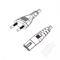 巴西2-Pin插頭 to IEC 320 C7 AC電源線組-PVC線材 (Cord Set) 1 M (1000mm)黑色 (H03VVH2-F 2X0.75MM ) (# B540231-100)