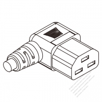 歐洲IEC 320 C21 AC電源線連接器 3 芯 右彎16A 250V