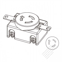 美國/加拿大防鬆脫 Single Flush插座 NEMA L6-15R, 2 P 3芯接地 15A 250V