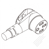 車用RV AC電源線連接器 (NEMA 14-50R) Straight Blade, 3 P, 4 芯  Grounding,彎式 30A/50A 125V/250V