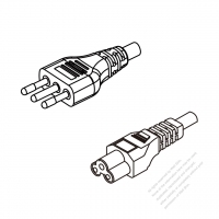 義大利3-Pin 插頭 to IEC 320 C5 AC電源線組- 成型PVC線材(Cord Set) 1.8M (1800mm)黑色 ( H05VV-F 3G 0.75mm2 )( #X70A734-180)
