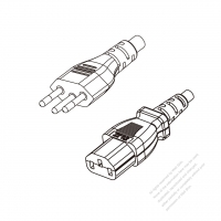 巴西3-Pin插頭 to IEC 320 C13 AC電源線組-HF超音波成型-無鹵線材 (Cord Set ) 1.8M (1800mm)黑色 (H05Z1Z1-F 3X0.75MM ) (#B5504GHF-180)