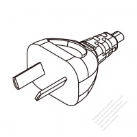 阿根廷 2-Pin插頭AC電源線-成型PVC線材1.8M (1800mm)黑色線材剝外層絕緣 20mm/半剝內層絕緣 13mm   (H05VVH2-F  2X 0.75mm2  )( #R50AA32-180)