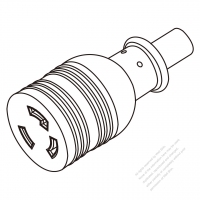 美國/加拿大AC電源線防鬆脫連接器 (L6-30R) 2 P 3 芯接地, 30A 250V