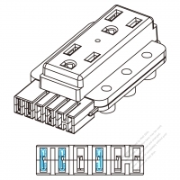 EM 系列連接器, 直頭型式 6-Pin F 插座