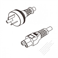 阿根廷 3-Pin 插頭 to IEC 320 C5 AC電源線組- 成型PVC線材(Cord Set) 0.5M (500mm)黑色 ( H05VV-F 3G 0.75mm2 )( #R51A734-050)