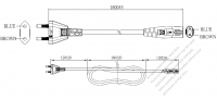 韓國2-Pin 插頭 to IEC 320 C7 AC電源線組- 成型PVC線材(Cord Set) 1.8M (1800mm)黑色 ( H03VVH2-F 2X 0.75mm² )( #K76A131-180)
