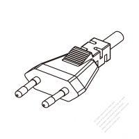 歐洲2-Pin插頭AC電源線-成型PVC線材1.8M (1800mm)黑色線材切齊  (H05VVH2-F  2X 0.75mm2  )( #G62EC32-180)
