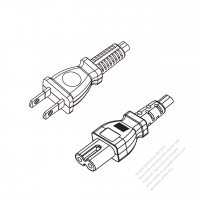 台灣2-Pin插頭 to IEC 320 C7 AC電源線組-PVC線材 (Cord Set) 1 M (1000mm)黑色 (VCTFK 2X0.75MM ) (# T060153-100)