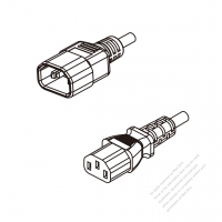 澳洲3-Pin  IEC 320 Sheet E 插頭 to C13 AC電源線組- 成型PVC線材(Cord Set) 1.8M (1800mm)黑色 ( H05VV-F 3G 0.75mm² )( #A83A334-180)