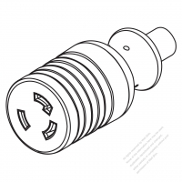 美國/加拿大AC電源線防鬆脫連接器 (L6-30R) 2 P 3 芯接地,30A 250V