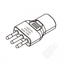 AC轉接頭, 義大利轉IEC 320 C13 連接器, 3轉3-Pin, 10A 250V