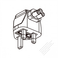 筆記型電腦專用AC轉接頭, 英國彎頭轉IEC 320 C5連接器, 3轉3-Pin, 2.5A 250V