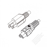 台灣3-Pin插頭 to IEC 320 C5 AC電源線組-PVC線材 (Cord Set) 1.8M (1800mm)黑色 (VCTF 3X0.75MM ) (# T010655-180)