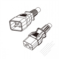 美國/加拿大3-Pin IEC 320 Sheet I 插頭to C19 AC電源線組-PVC線材 (Cord Set) 1.8M (1800mm)黑色 (SJT 16/3C/105C ) (# V291214-180)