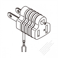 AC轉接頭,美國NEMA 1-15P 插頭轉NEMA 5-15R連接器, 附極性插座 2轉3-Pin