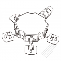 美國/加拿大章魚四位排插3 芯(NEMA 5-15R/20R), 2 P, 3 芯  Grounding, 18A/20A 125V