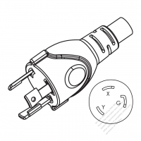 美國/加拿大 NEMA L6-30P 鎖固式 AC插頭, 2 P/3 芯接地, 30A 250V