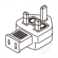 AC轉接頭, 英國彎頭插頭轉美國 NEMA 1-15R連接器 3轉2-Pin