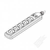 中國延長線3 芯 1轉 5,  ON/OFF 10A 250V