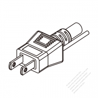日本2-Pin插頭AC電源線-成型PVC線材1.8M (1800mm)黑色線材切齊  (VCTF   3X0.75mm2  Round )( #J74EC55-180)