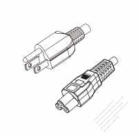 日本3-Pin插頭 to IEC 320 C5 AC電源線組-HF超音波成型-無鹵線材 (Cord Set ) 1.8M (1800mm)黑色 (OOCTF/F 3X0.75MM ) (#J0106MHF-180)