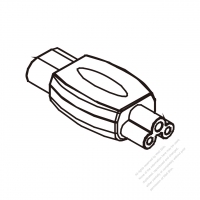 轉接頭, IEC 320 C5 3-Pin  母連接器轉公八字插頭2.5A/125V (本產品無電壓轉換功能)