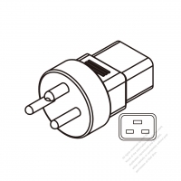 AC轉接頭, 丹麥轉IEC 320 C19 連接器, 3轉3-Pin, 16A 250V