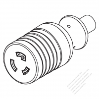 美國/加拿大AC電源線防鬆脫連接器 (L5-20R) 2 P 3 芯 接地, 20A 125V