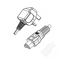 英國3-Pin插頭 to IEC 320 C5 AC電源線組-HF超音波成型-無鹵線材 (Cord Set ) 1.8M (1800mm)黑色 (H03Z1Z1-F 3X0.75MM ) (#U1406FHF-180)